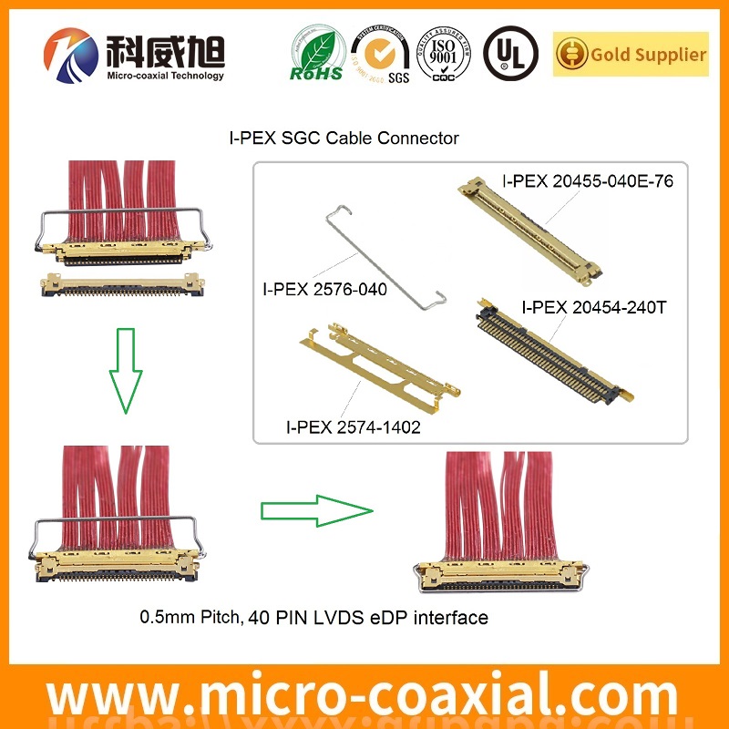 custom edp cable assembly I-PEX CABLINE-VS I-PEX 20455-040E-76 I-PEX 20453-240T LVDS eDP micro coaxial cable assembly manufacturer