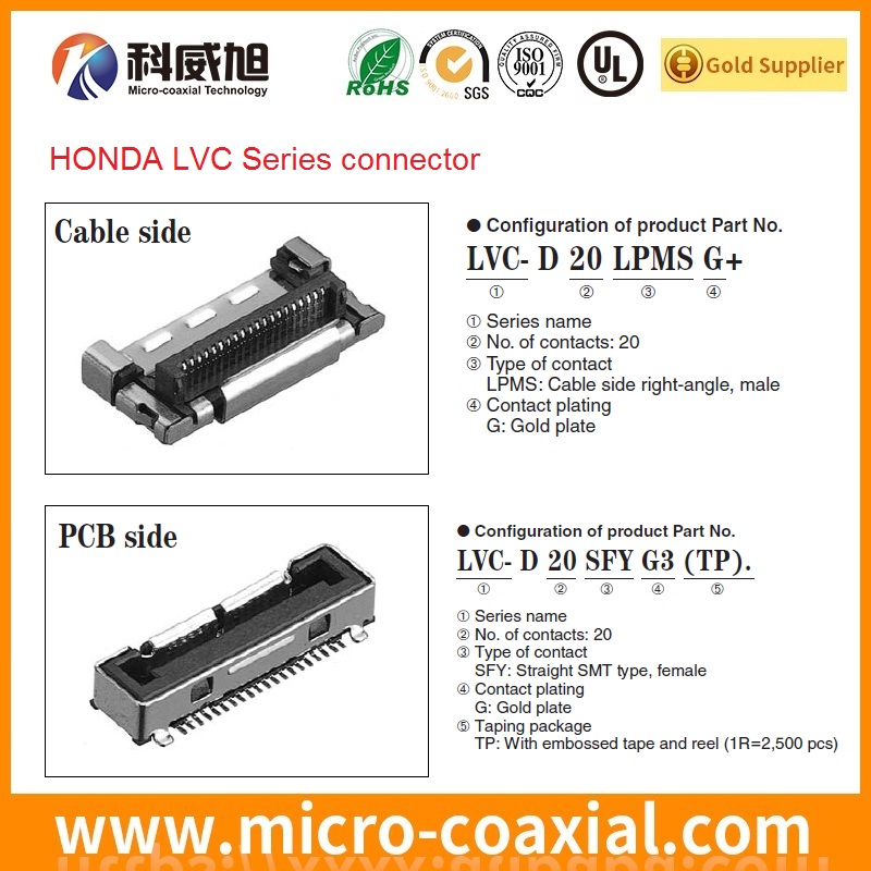 Custom DF36-20P-0.4SD(55) thin coaxial LVDS cable I-PEX 20790-060E-02 LVDS eDP cable provider