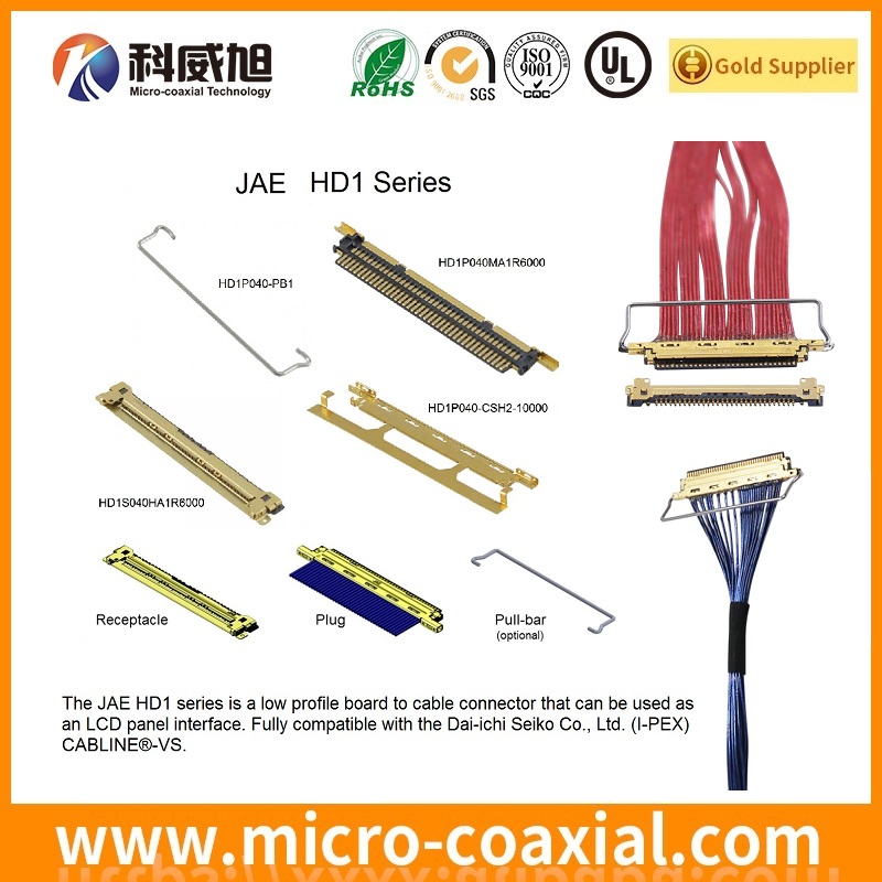 custom DF80-40P-SHL MCX LVDS cable I-PEX CABLINE-CA II LVDS eDP cable manufacturer