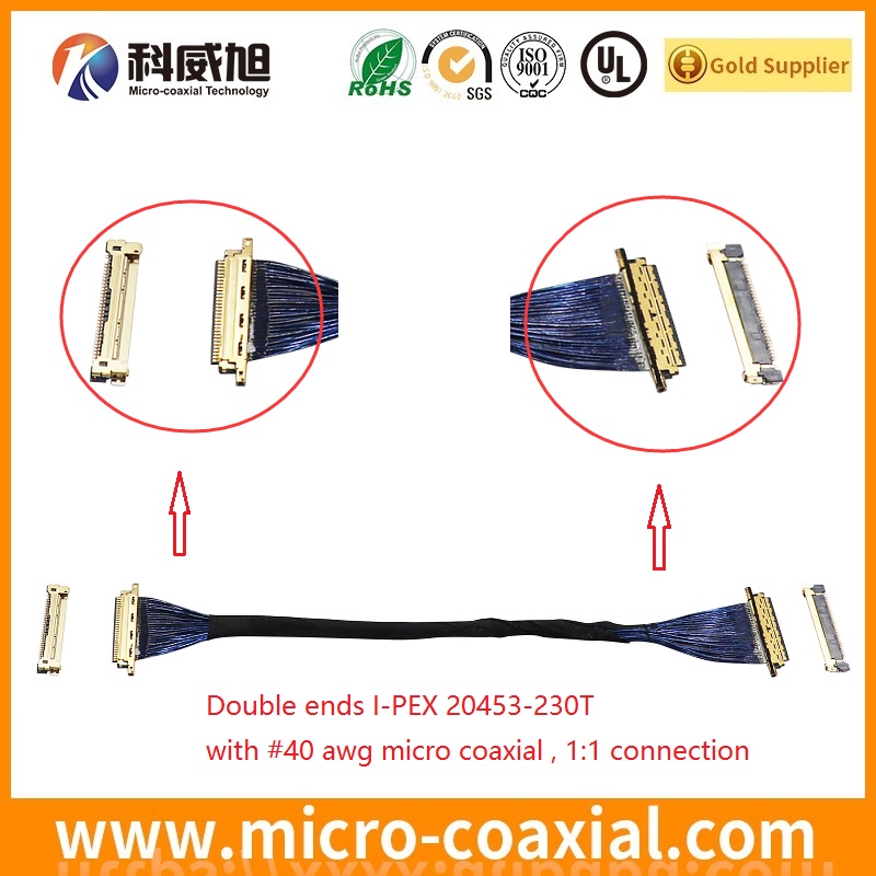 custom I-PEX 20848-030T-01 micro flex coaxial LVDS cable I-PEX 20422-041T LVDS eDP cable provider