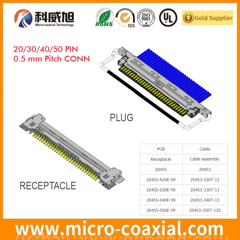 custom DF81DJ-40P-0.4SD(51) micro flex coaxial LVDS cable I-PEX 20438-030T-11 LVDS eDP cable factory